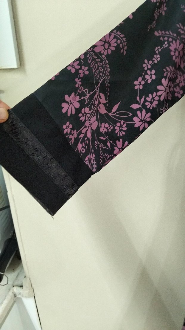 Uzun Mor Desenli Kadın Elbise - Görsel 4