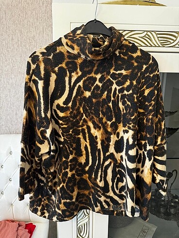 l Beden Leopar desenli kazak