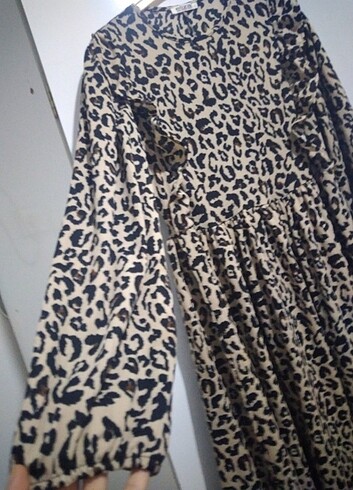 40 Beden Uzun elbise leopar elbise