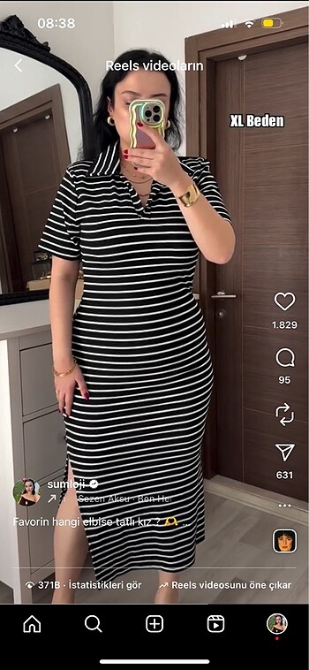Trendyol & Milla Yırtmaçlı çizgili midi boy elbise