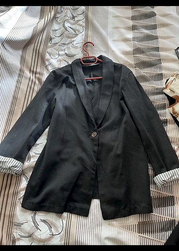 Siyah Düğmeli Midi Blazer - Görsel 7