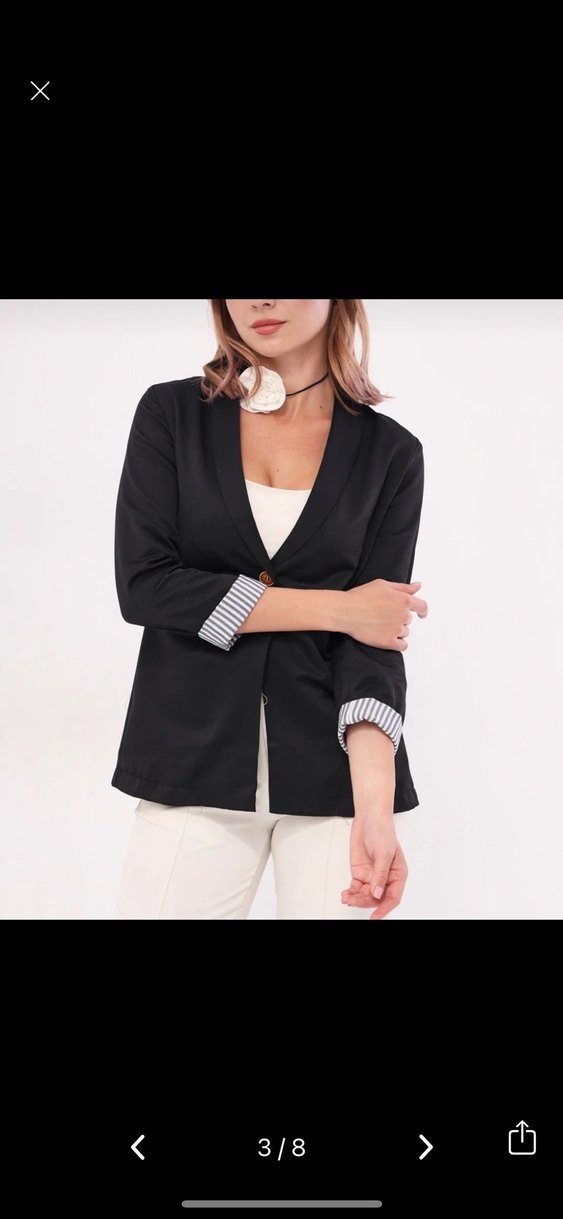 Siyah Düğmeli Midi Blazer - Görsel 3