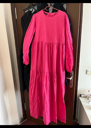 Pembe Uzun Kollu Salaş Elbise