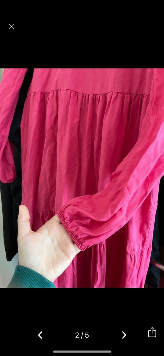 Pembe Uzun Kollu Salaş Elbise - Görsel 2