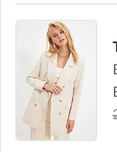 TRENDYOL MİLLA BEJ OVERSİZE DÜĞMELİ BLAZER CEKET
