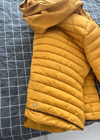 Sarı Fermuarlı Kadın Kışlık Mont - Görsel 9