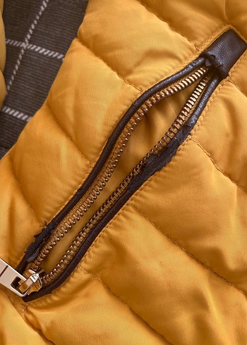 Sarı Fermuarlı Kadın Kışlık Mont - Görsel 4