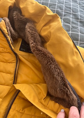 Sarı Fermuarlı Kadın Kışlık Mont - Görsel 2