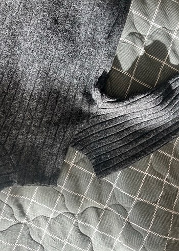 Gri Çizgili Boğazlı Hamile Kazak - Görsel 5