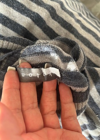 Gri Çizgili Boğazlı Hamile Kazak - Görsel 3