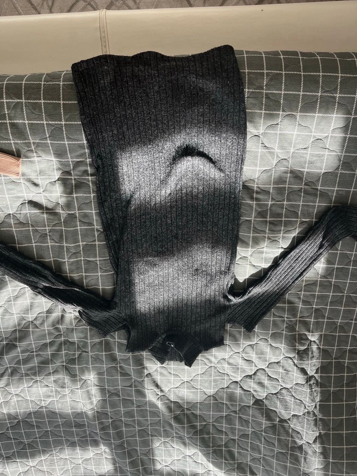 Gri Çizgili Boğazlı Hamile Kazak - Görsel 4