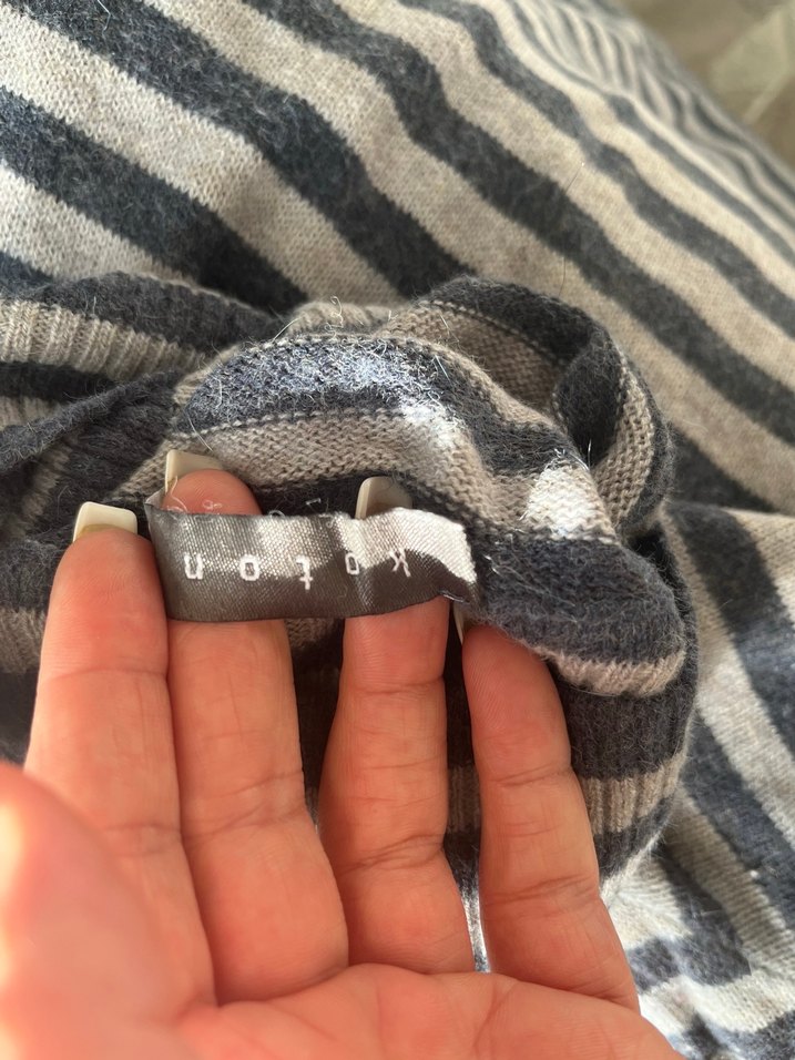 Gri Çizgili Boğazlı Hamile Kazak - Görsel 3