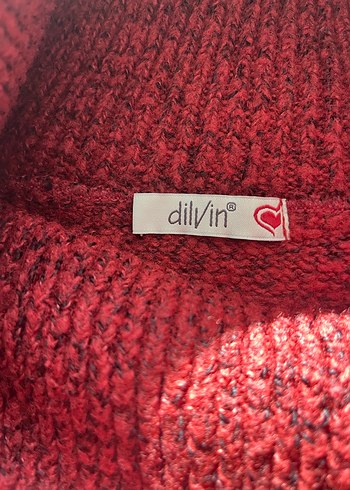 Kırmızı Yün Boğazlı Kadın Kazak - Görsel 3