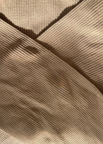 Bej V Yaka Kadın Triko Kazak - Görsel 3