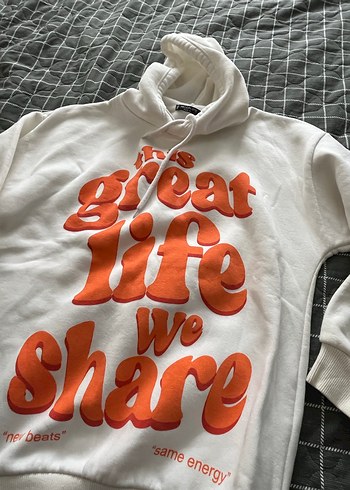 Beyaz Kadın Kapüşonlu Sweatshirt - Görsel 3