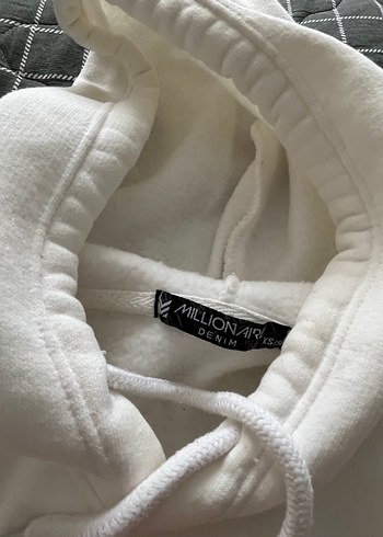 Beyaz Kadın Kapüşonlu Sweatshirt - Görsel 2