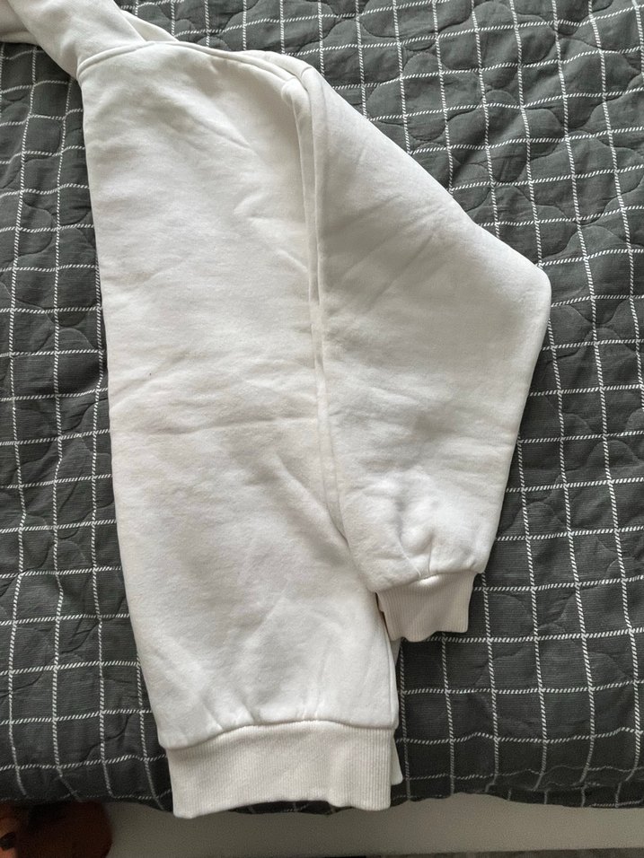 Beyaz Kadın Kapüşonlu Sweatshirt - Görsel 4