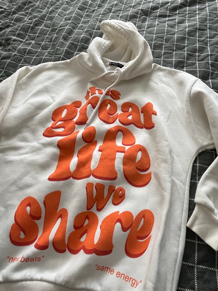 Beyaz Kadın Kapüşonlu Sweatshirt - Görsel 3