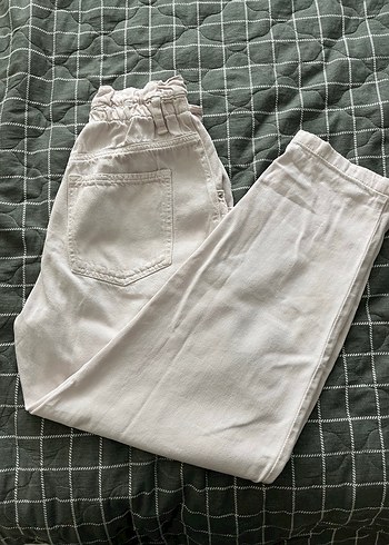 Beyaz Rahat Kesim Keten Kadın Pantolon - Görsel 6