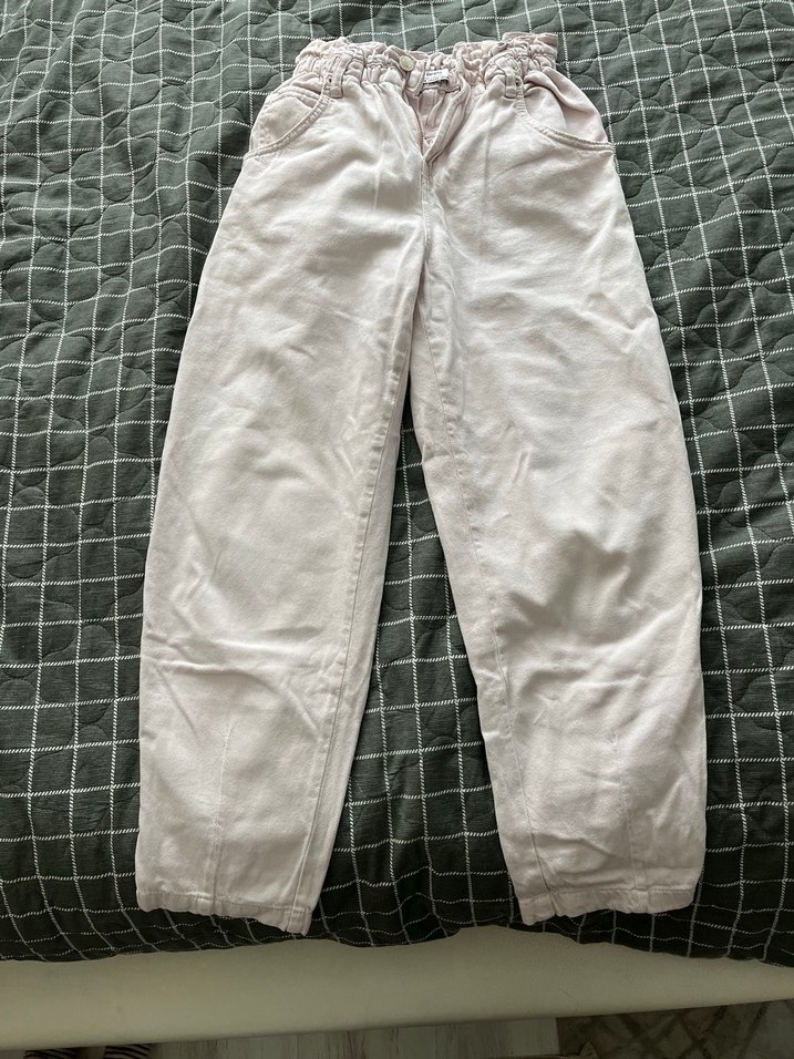 Beyaz Rahat Kesim Keten Kadın Pantolon - Görsel 3