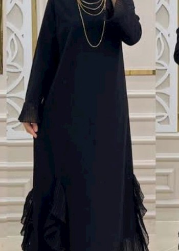 Diğer Uzun Siyah Fırfırlı Gotik Elbise