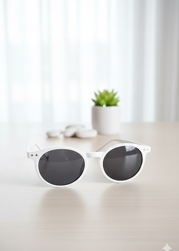Beyaz Parisian Tarzı Kadın Güneş Gözlüğü - Görsel 2