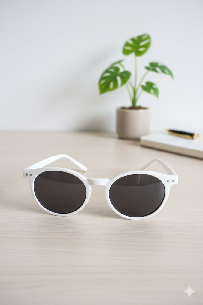 Beyaz Parisian Tarzı Kadın Güneş Gözlüğü - Görsel 4