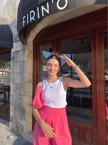 Bershka Pembe taşlı pantolon