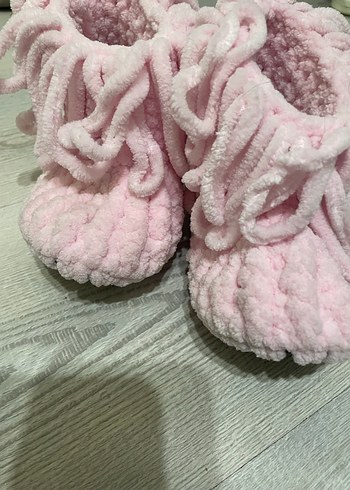 Pembe Örgü Kız Çocuk Ev Terliği - Görsel 3