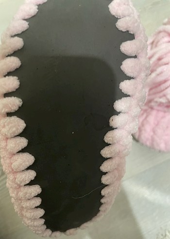 Pembe Örgü Kız Çocuk Ev Terliği - Görsel 2