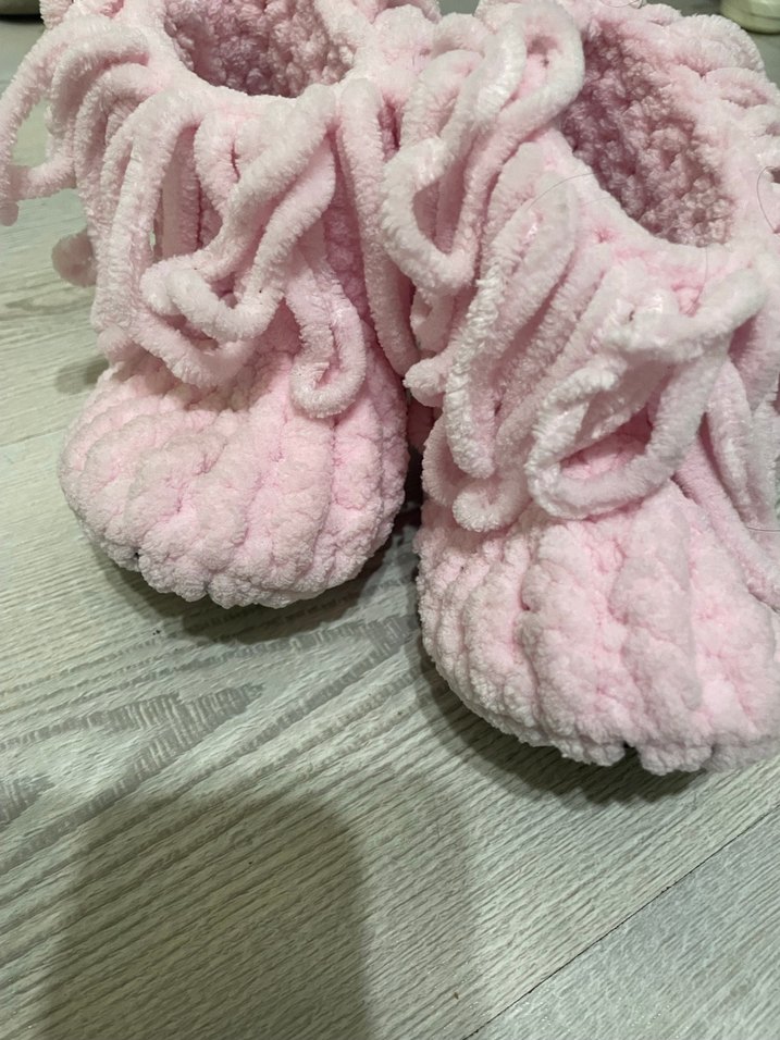 Pembe Örgü Kız Çocuk Ev Terliği - Görsel 3