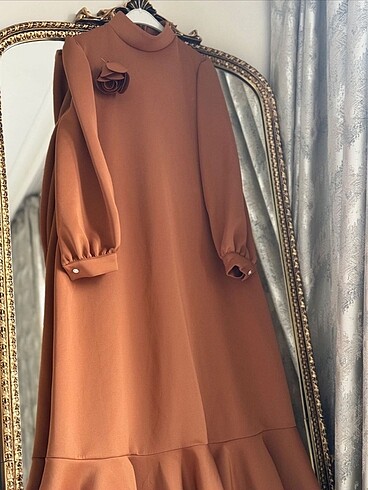 xl Beden camel Renk Tesettür Elbise
