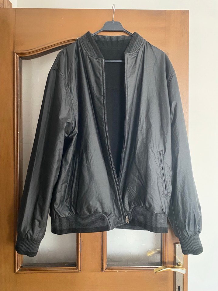 Siyah Erkek Fermuarlı Oversize Mont - Görsel 2