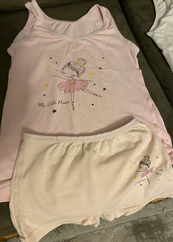 Nakışlı Pastel Renkli Kız Çocuk Atlet Şort Takımı - Görsel 6