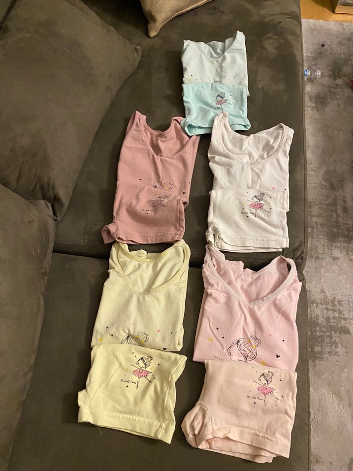 Nakışlı Pastel Renkli Kız Çocuk Atlet Şort Takımı - Görsel 2