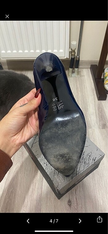 38 Beden Rugan lacivert stiletto ayakkabı