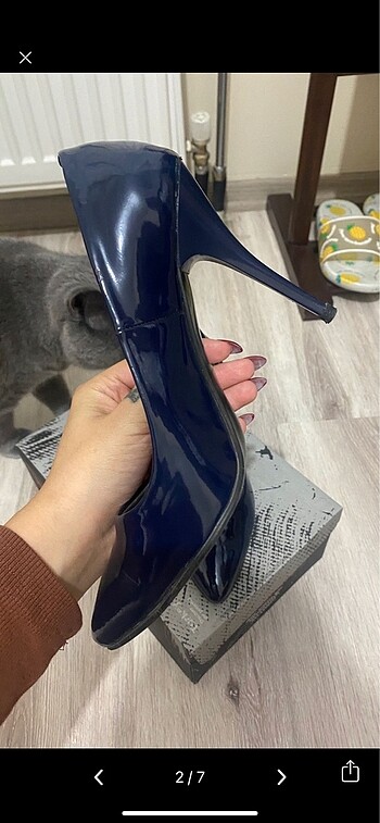 Diğer Rugan lacivert stiletto ayakkabı