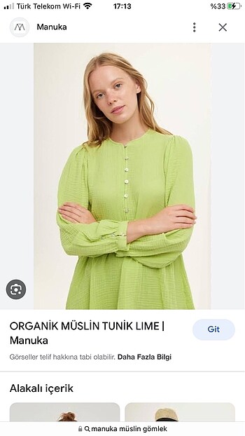 s Beden Manuka organik müslin gömlek