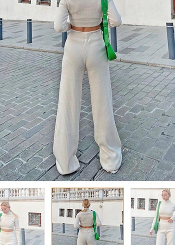 Beyaz Kadın Midi Boy Rahat Kesim ikili takım - Görsel 2