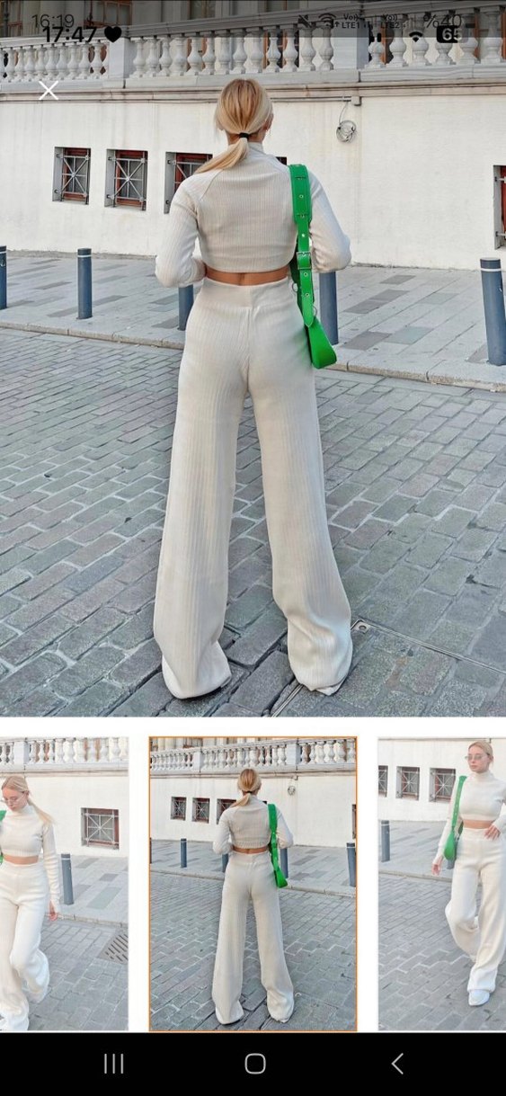 Beyaz Kadın Midi Boy Rahat Kesim ikili takım - Görsel 2