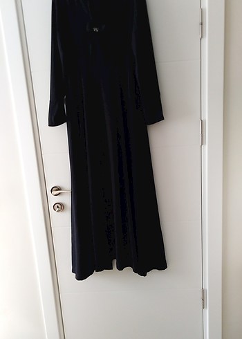 Düğmeli Siyah Uzun Kadın Yazlık Pardesü - Görsel 9