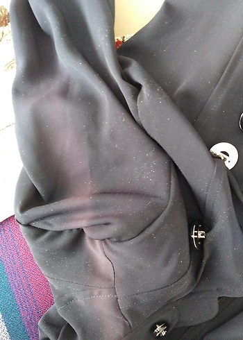 Düğmeli Siyah Uzun Kadın Yazlık Pardesü - Görsel 16