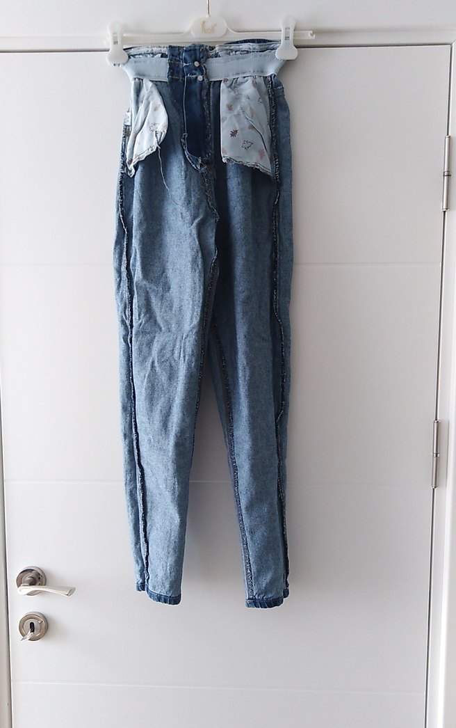 Kadın Mavi Dar Kesim Denim Pantolon - Görsel 5