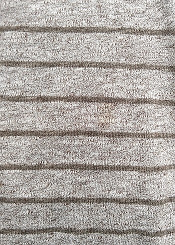 Gri Çizgili Keten Midi Elbise - Görsel 6