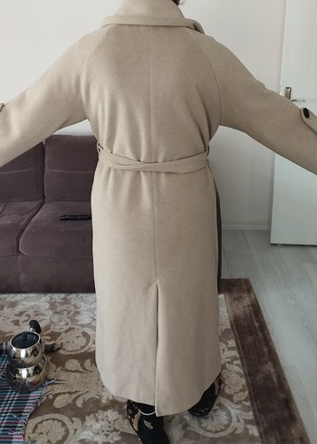 Bej Uzun Kemerli Kadın Kaban - Görsel 6