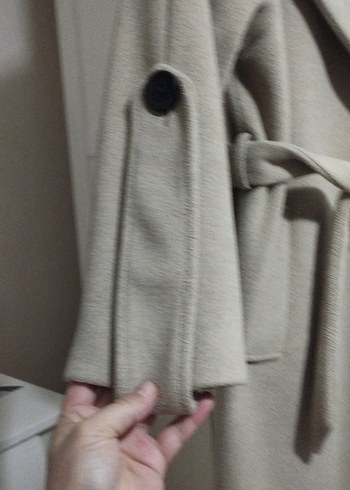 Bej Uzun Kemerli Kadın Kaban - Görsel 2