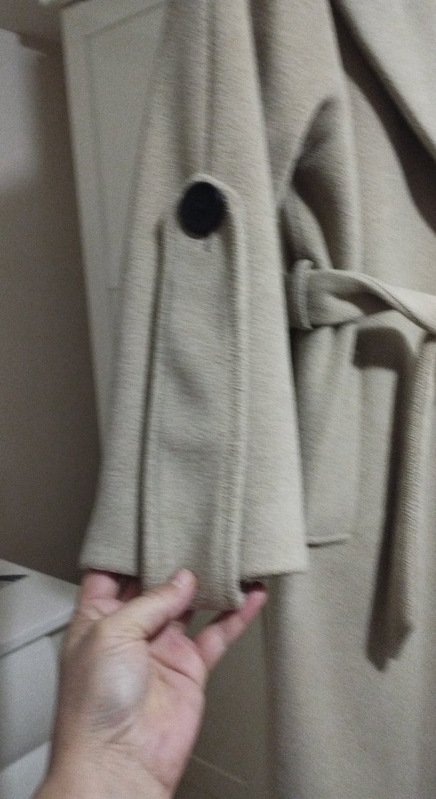 Bej Uzun Kemerli Kadın Kaban - Görsel 2