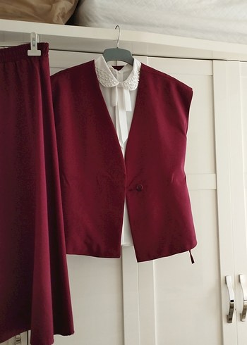 Bordo Uzun Kadın Etek - Görsel 2