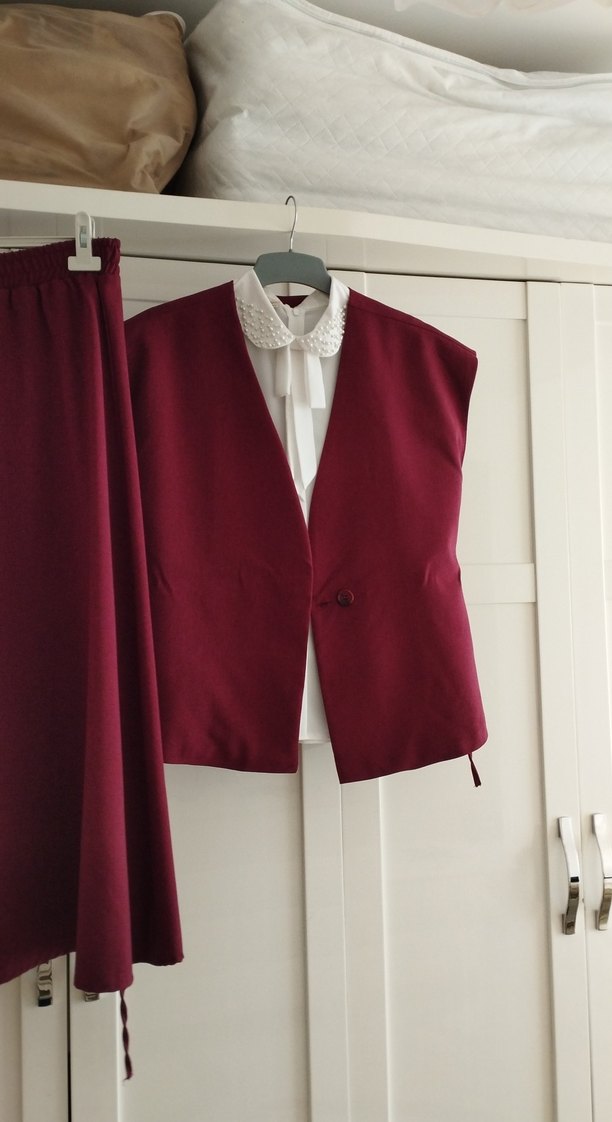 Bordo Uzun Kadın Etek - Görsel 2