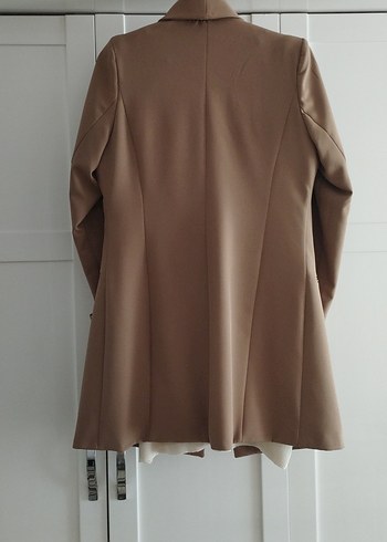 42 Beden camel Renk Bej Düğmeli Kadın Blazer Ceket
